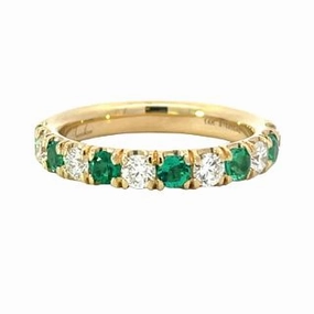 EMERALD AND DIAMOND STACKABLE BAND Delicate Style