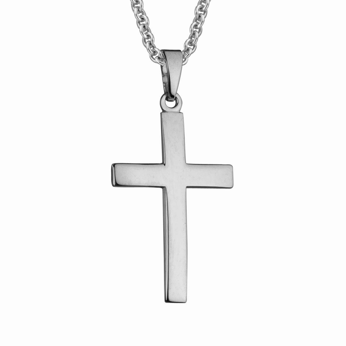 Casual Outfit Sterling Silver Contour Cross 20 in Necklace