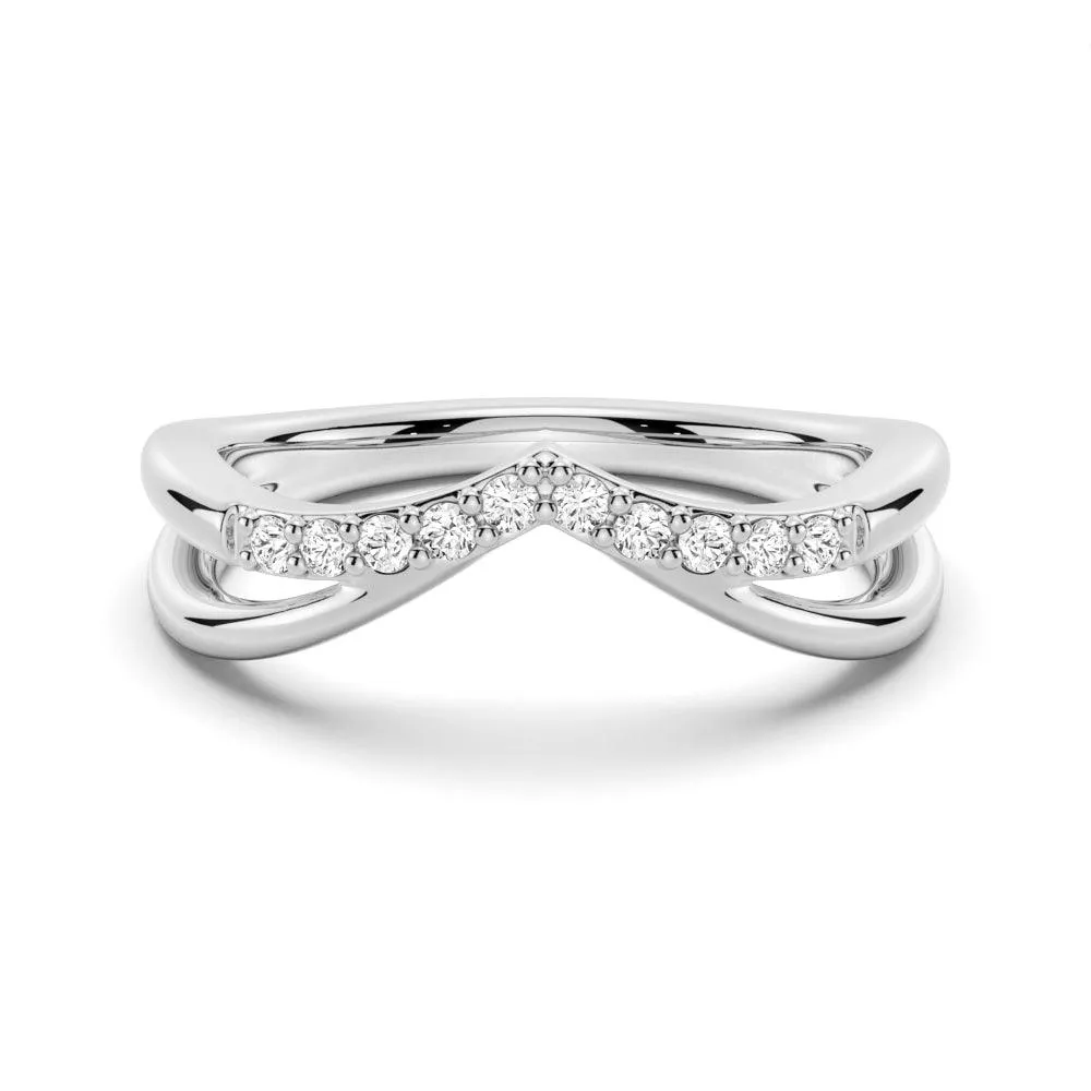 Night Out Double Row Curved Crossover Contour Wedding Band