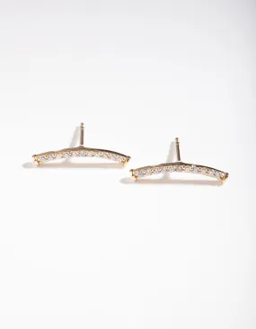 Chic Trinket Gold Plated Sterling Silver Fine Cubic Zirconia Crawler Earrings