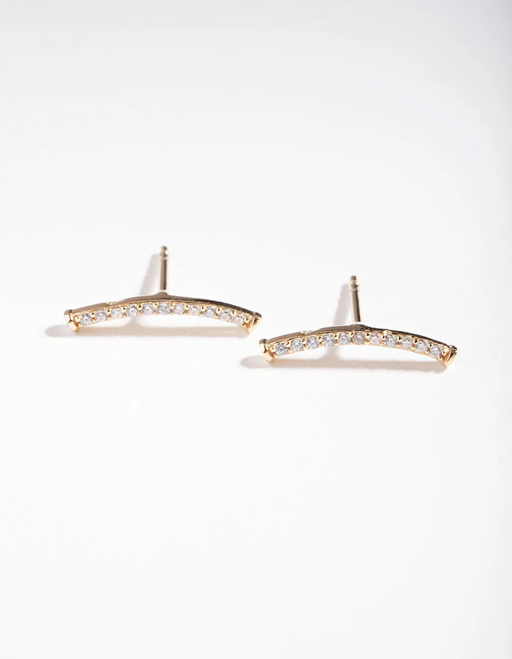 Attractive Piece Gold Plated Sterling Silver Fine Cubic Zirconia Crawler Earrings