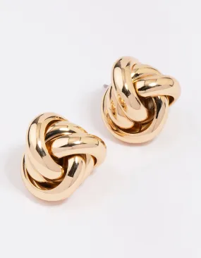 Gorgeous appearance Gold Large Knotted Statement Stud Earrings