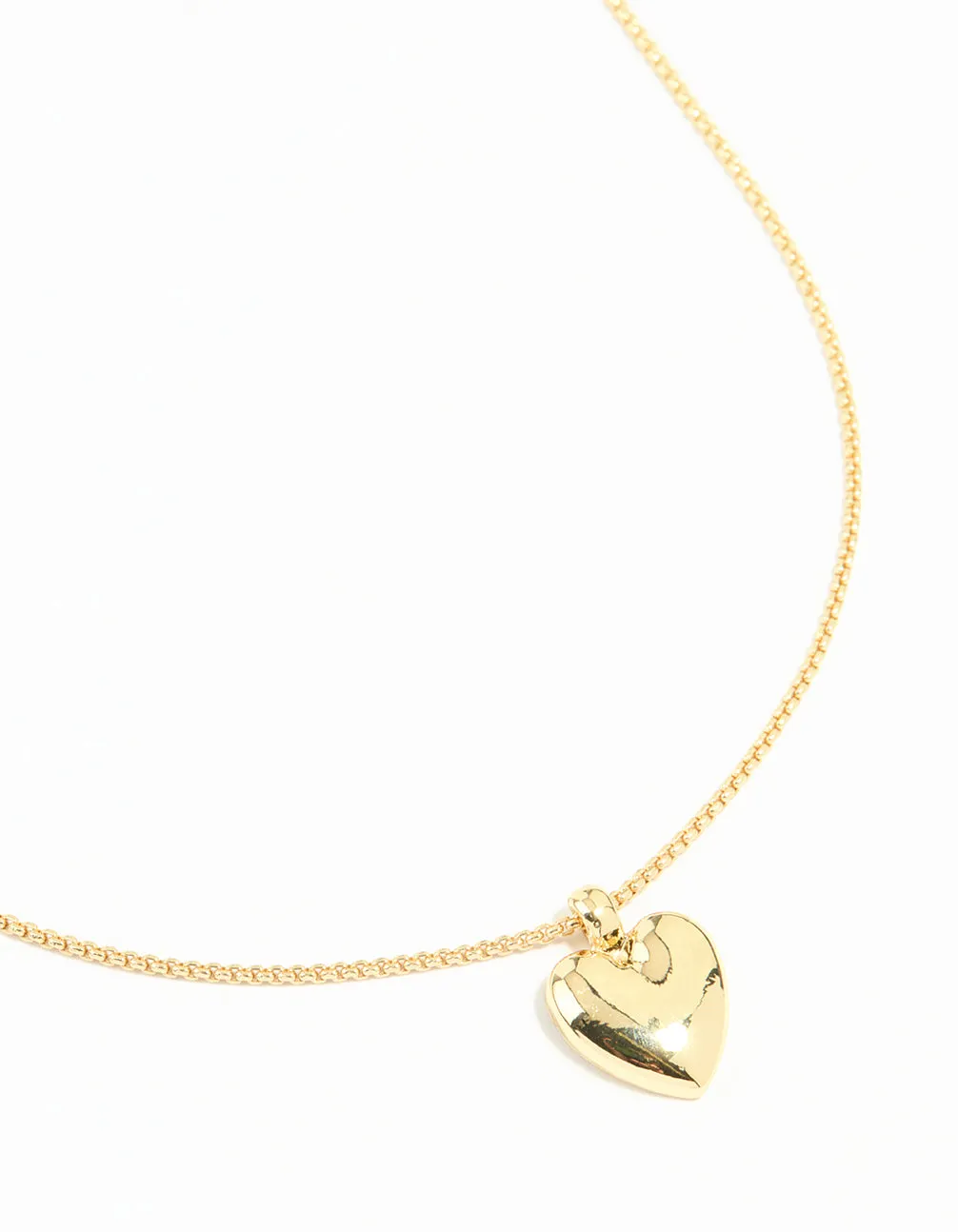 Luxury piece Gold Plated Brass Puffy Heart Pendant Necklace