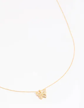Amazing Accessory Gold Plated Brass Pave Butterfly Necklace