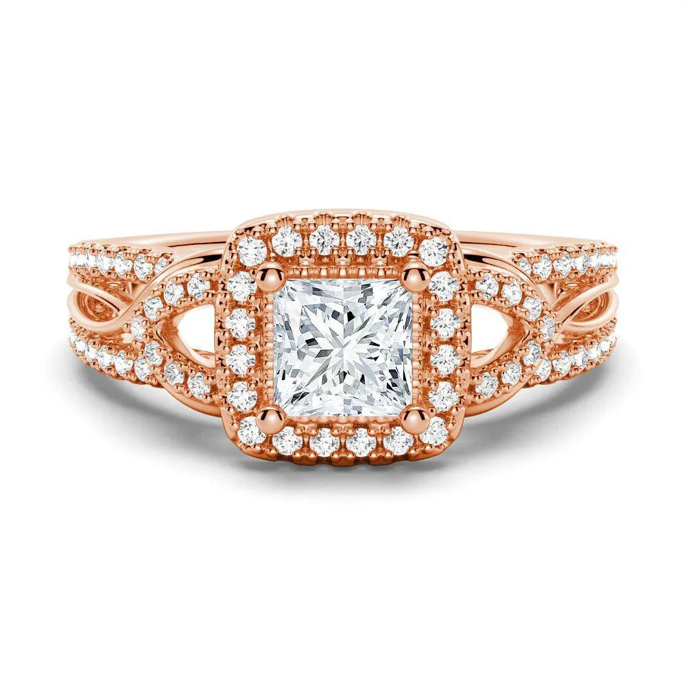 Princess Cut Moissanite Vintage Engagement Ring With Infinite Band Easy Appearance Bold Sign