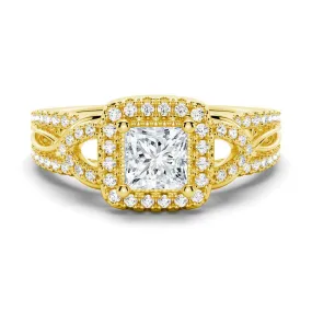 Delicate Emblem Sisterhood Gift Princess Cut Moissanite Vintage Engagement Ring With Infinite Band