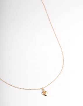 Gold Sterling Plated Puff Heart Pendant Necklace Green Piece for yoga