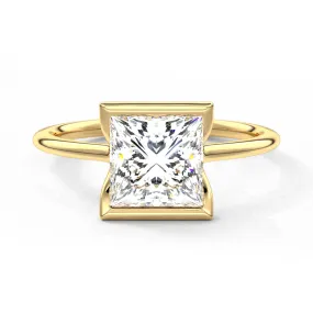 Half Bezel Moissanite Princess Cut Engagement Ring Designer Expression Best Seller