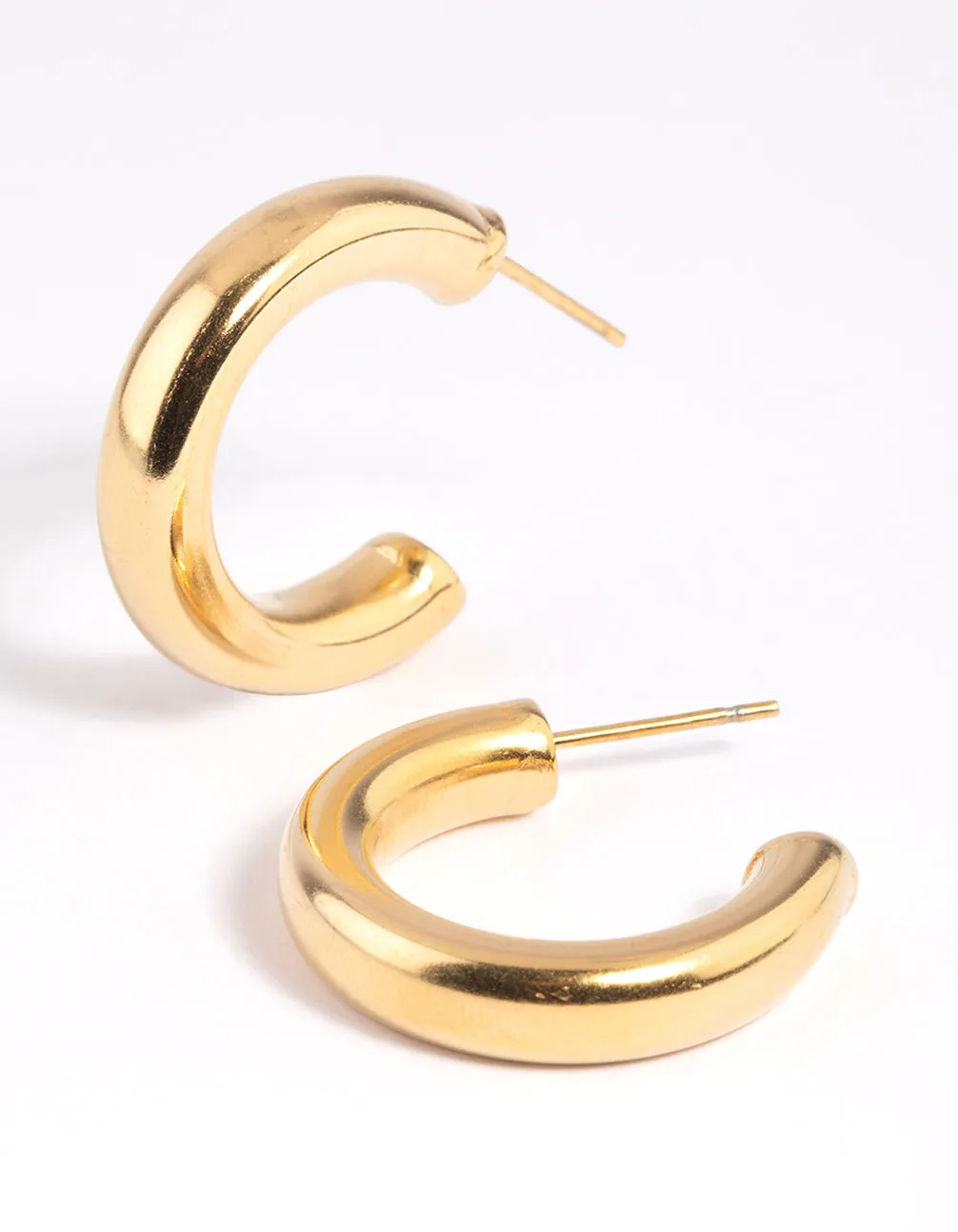 Summer Accent Classic Aesthetic Waterproof Gold Plated Stainless Steel Medium Chunky Hoop Earrings