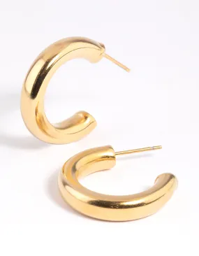 Waterproof Gold Plated Stainless Steel Medium Chunky Hoop Earrings Sturdy Selection