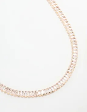 Marvelous Piece Gold Cubic Zirconia Baguette Short Necklace
