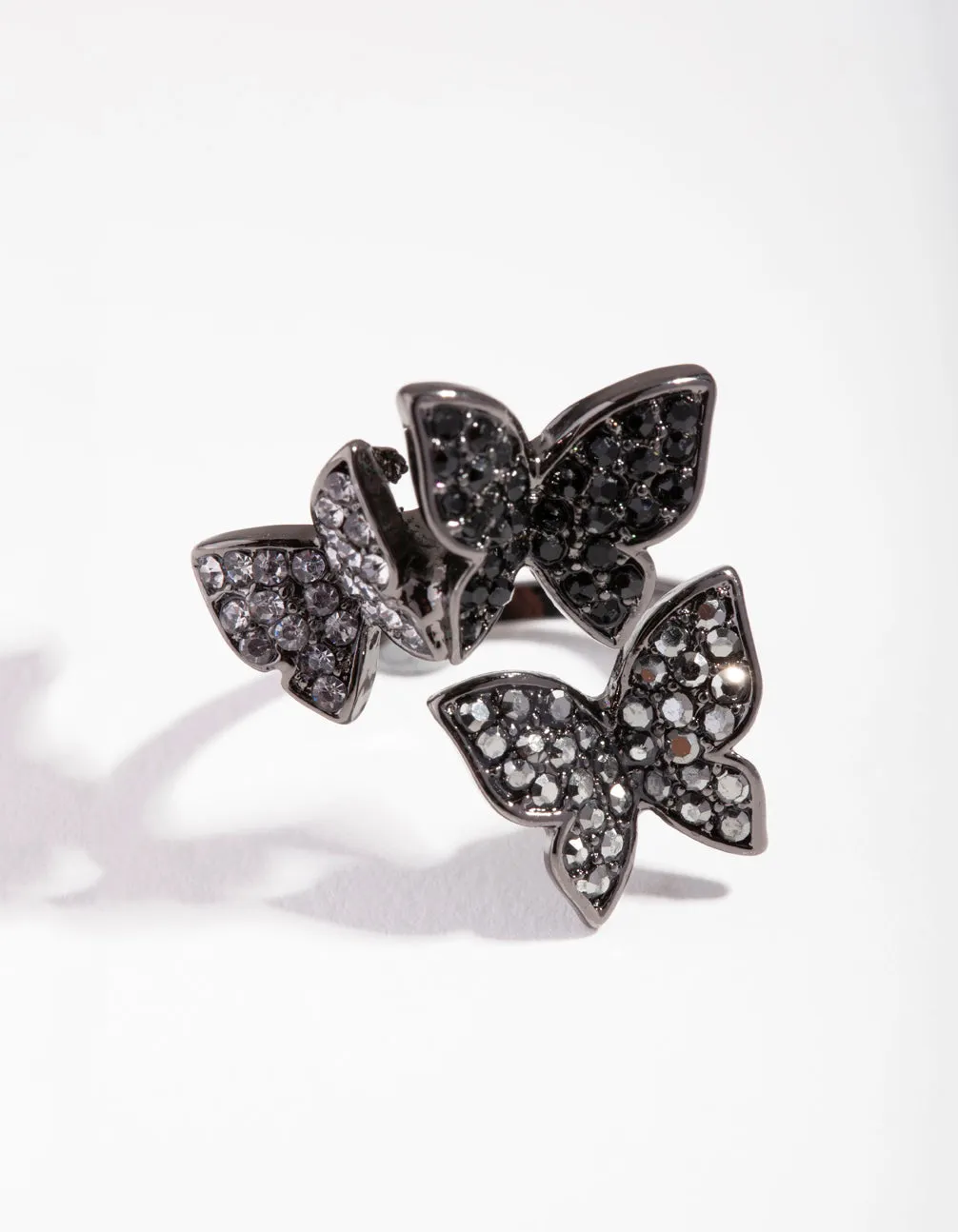 Debossed Logo Traditional Symbol Matte Cluster Butterfly Ring