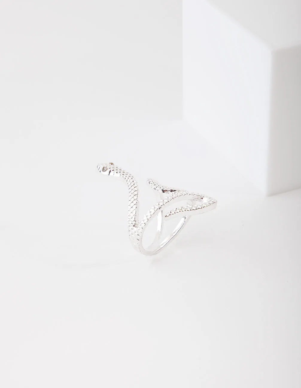 Ornate Mark Silver Etched Snake Ring