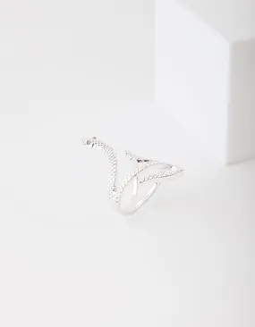 Ornate Mark Silver Etched Snake Ring