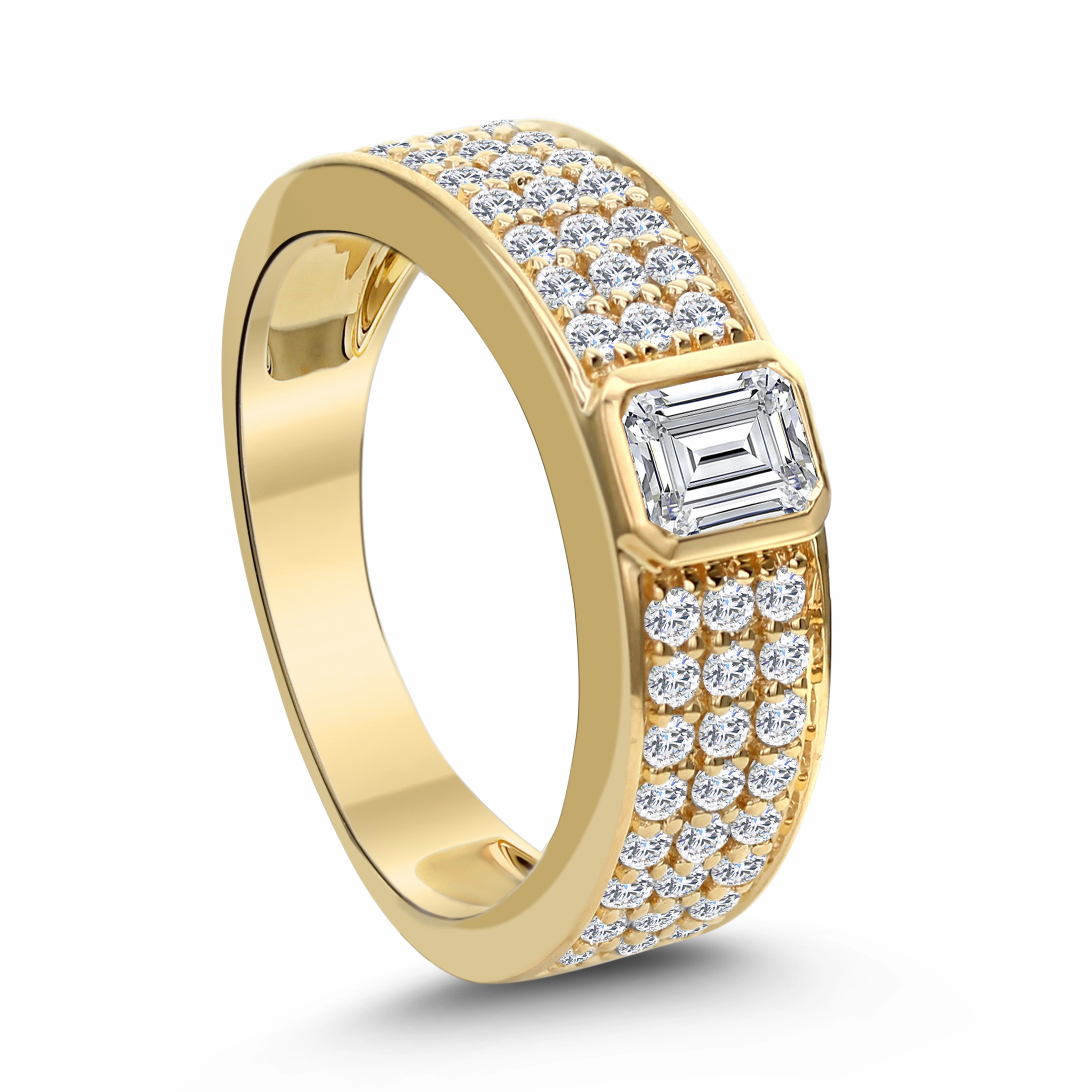 Lustrous Glow 18ky Emerald Diamond French Pave Anniversary Band (1.1cttw)