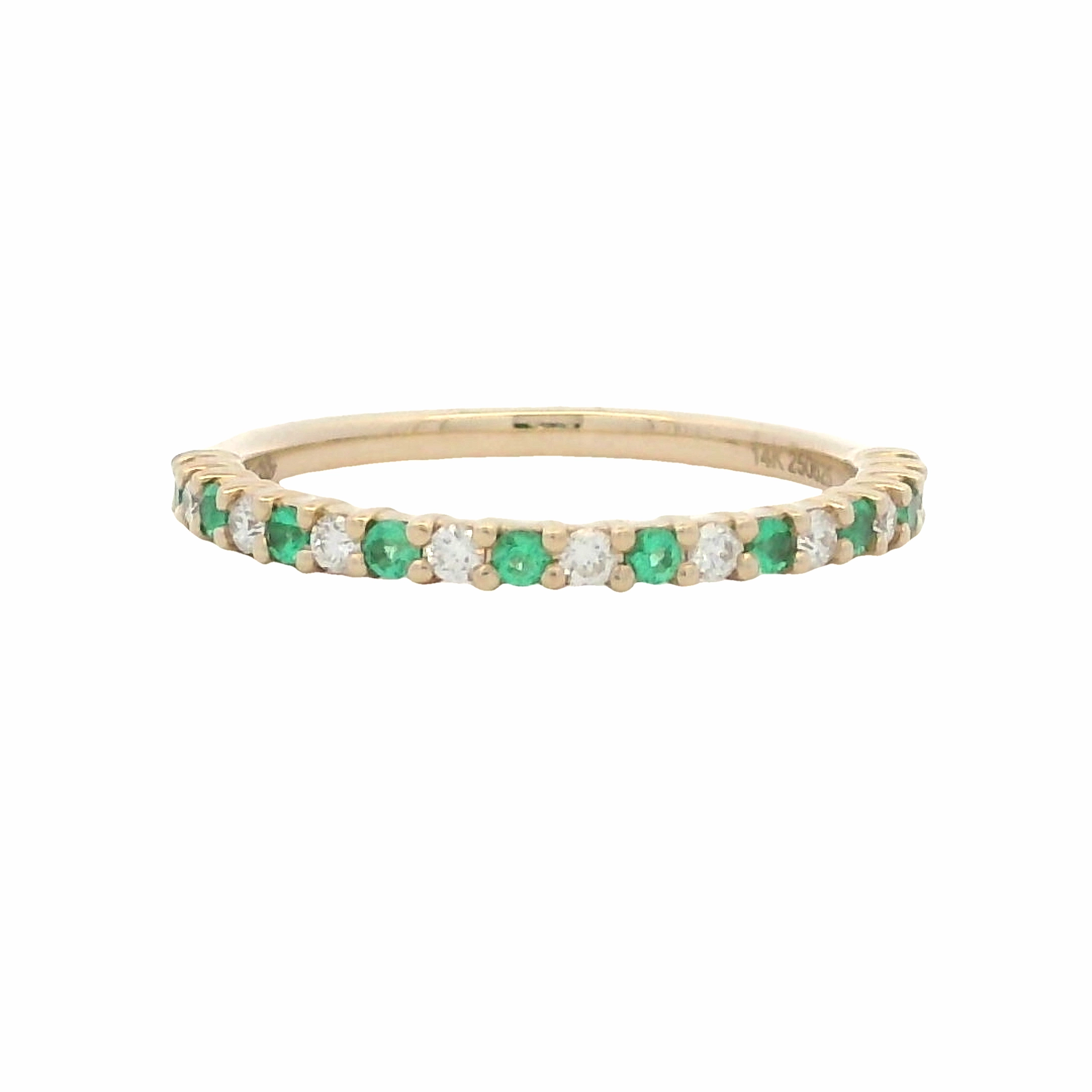 Elegant Spark Romantic Edge Diamond and Emerald Stackable Band