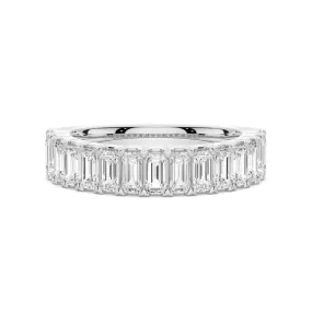 Emerald Cut Moissanite Wedding Band Sparkle Look