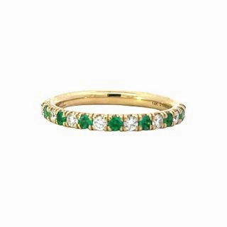 Artisan Finish EMERALD AND DIAMOND STACKABLE BAND