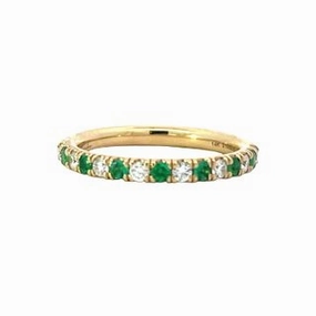 Artisan Finish EMERALD AND DIAMOND STACKABLE BAND