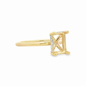 Emerald Cut Diamond Hidden Halo Semi Mount Luxe Finish