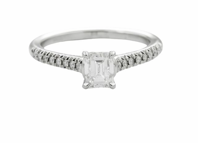 EMERALD CUT DIAMOND RING WITH DIAMONDS IN SHANK (.81cttw) Shiny Pop Custom Piece