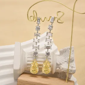 Louily Dainty Pear Cut Yellow Stone Drop Earrings Clean Lines