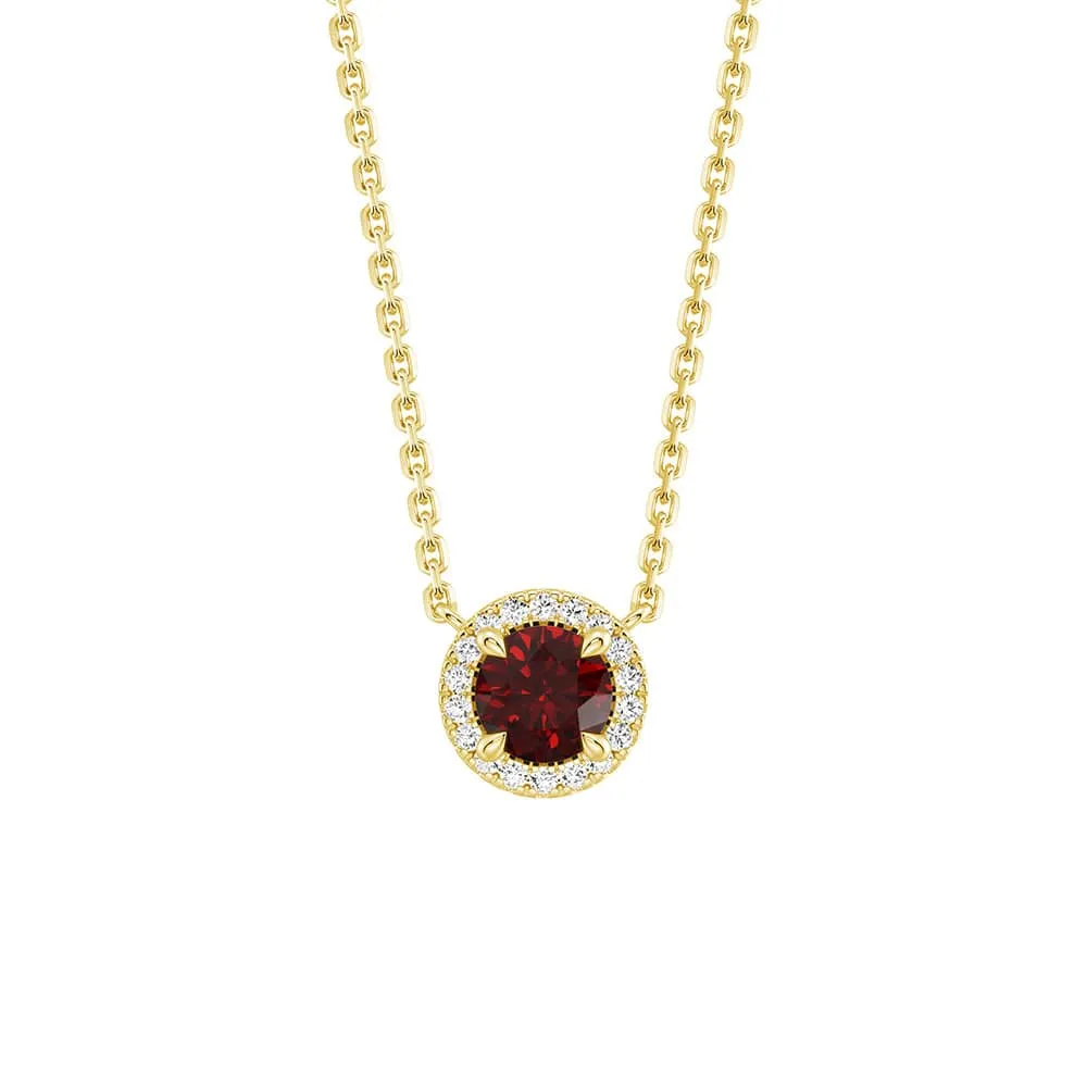 Eternal Halo Personalized Birthstone Necklace Radiant Look Office Detail