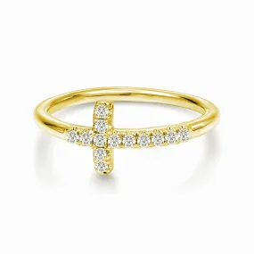 Modern Cross Lab Grown Diamond Accent Ring Value Style