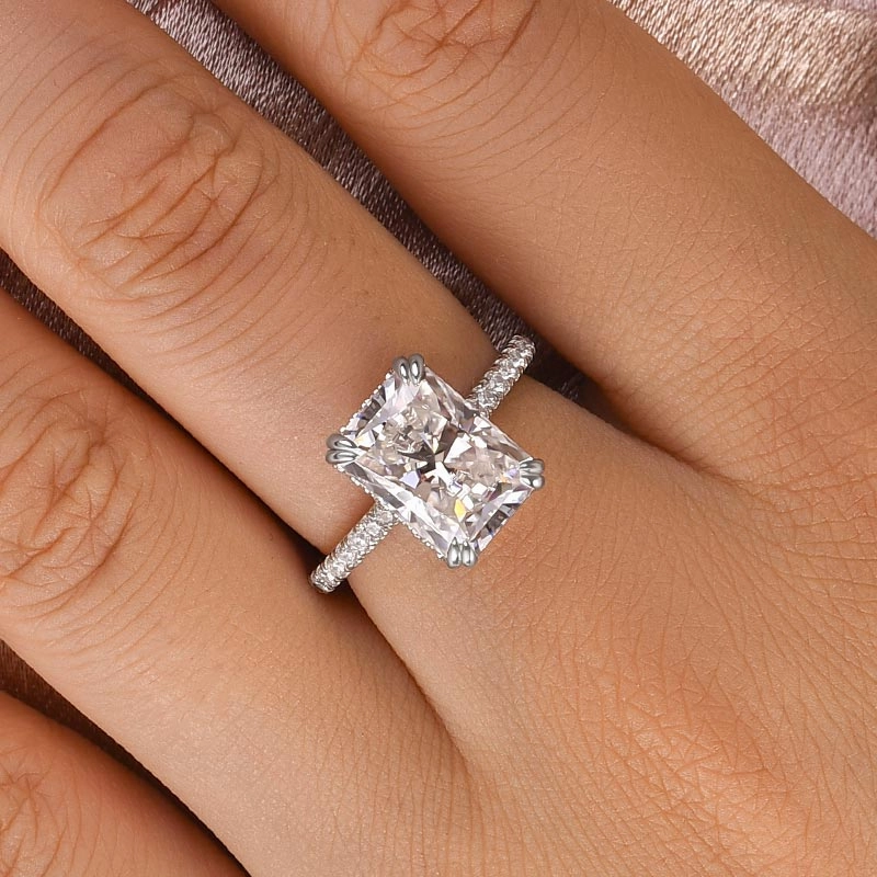 Louily 4.5 Carat Moissanite  Radiant Cut  Engagement Ring Everyday Essential