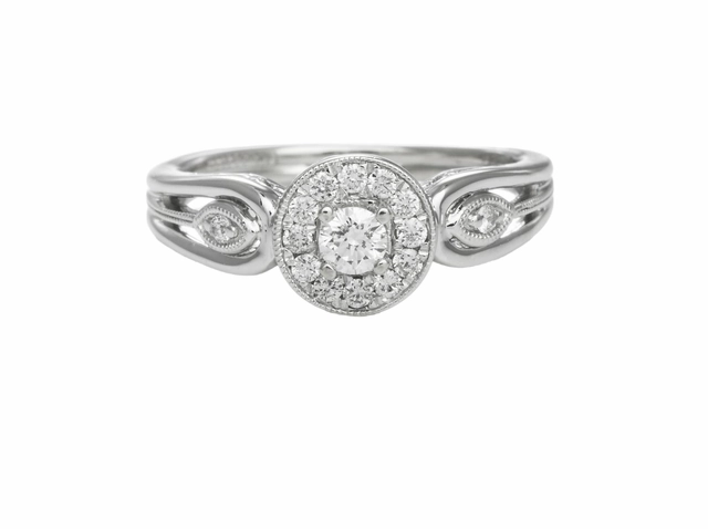 Classic Jewelry Design Minimal Touch 14 Karat White Gold Antique Style Diamond Engagement Ring