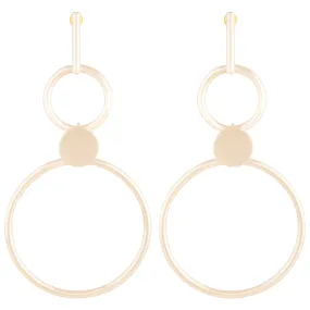 Gold Double Ring Stick Drop Earrings Linear Decoration