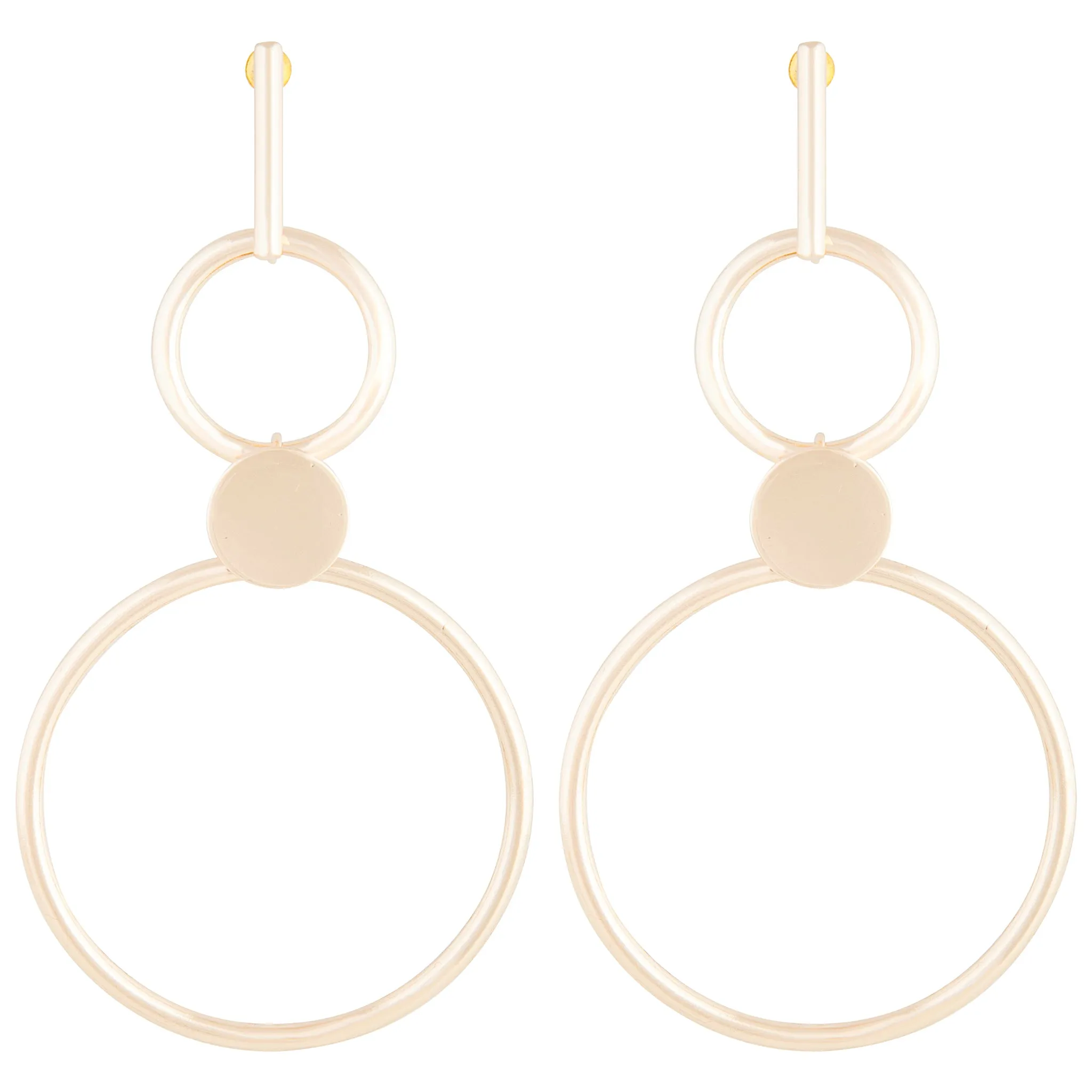 Gold Double Ring Stick Drop Earrings Linear Decoration