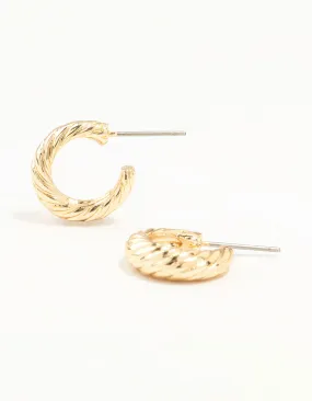 Gold Crescent Hoop Earrings Shiny Essential