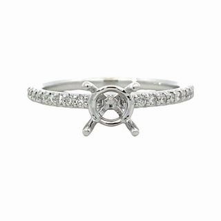 14K White Gold Round Diamond Semi Mount Chic Shine Vogue Design