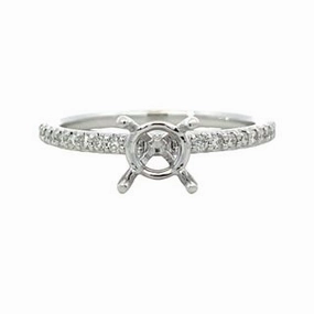 14K White Gold Round Diamond Semi Mount Chic Shine Vogue Design