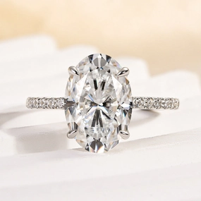 Louily Moissanite 4.0 Carat Oval Cut Engagement Ring Luxury Charm