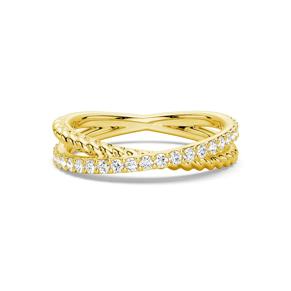 Modern Edge Twisted Rope Crisscross Diamond Ring Value Art HighEnd Work