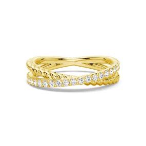 HighEnd Bauble Modern Edge Twisted Rope Crisscross Diamond Ring