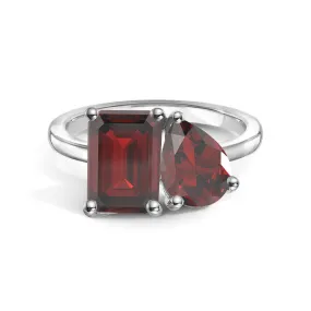 Unique Present Toi et Moi Personalized Garnet Birthstone Anniversary Ring