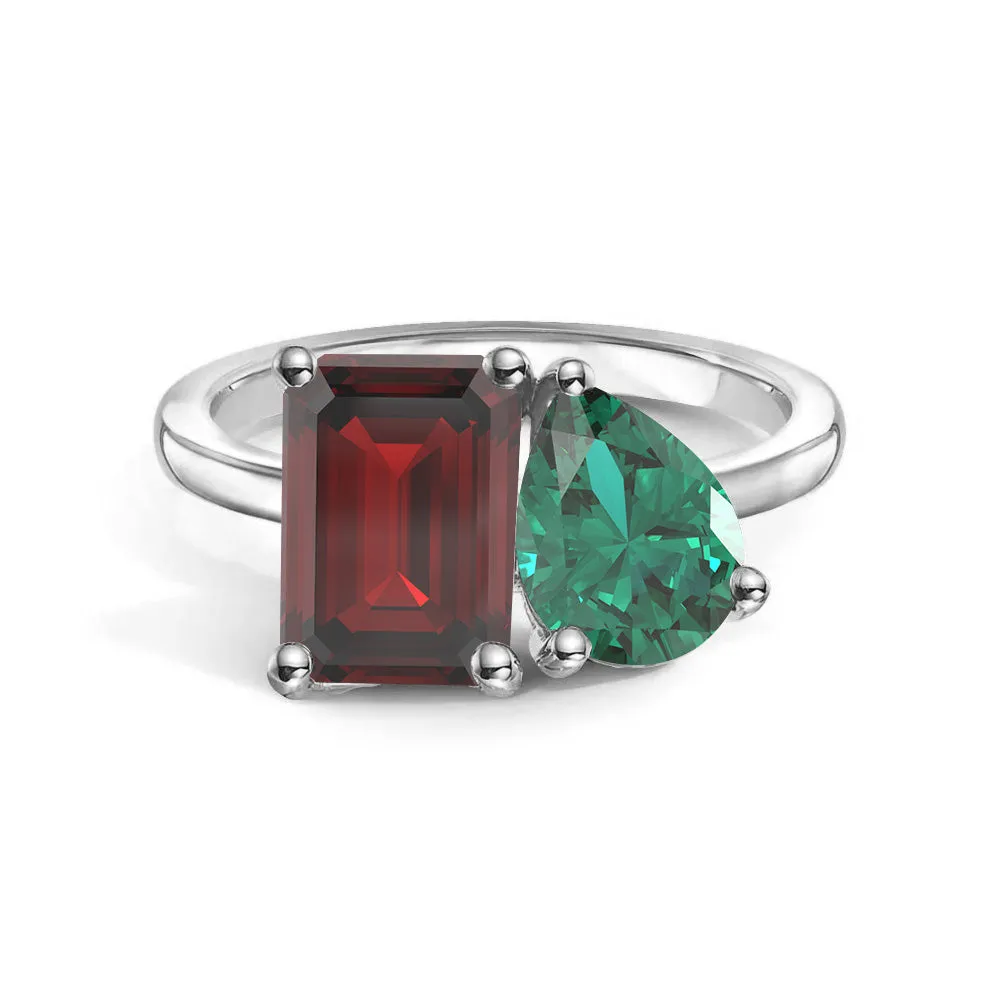 Eternal Ornament Toi et Moi Personalized Garnet Birthstone Anniversary Ring