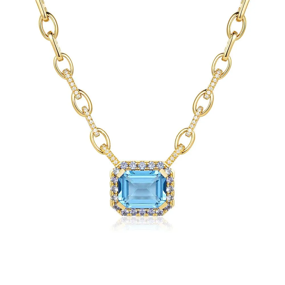 Outdoor Accent "Aqua Earth Conservation Champion" Aquamarine and Sapphire Necklace