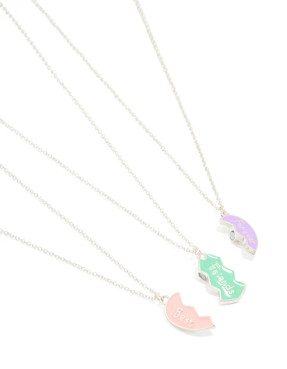 for work Pretty Adornment Kids Silver Friends Forever Necklaces 3-Pack