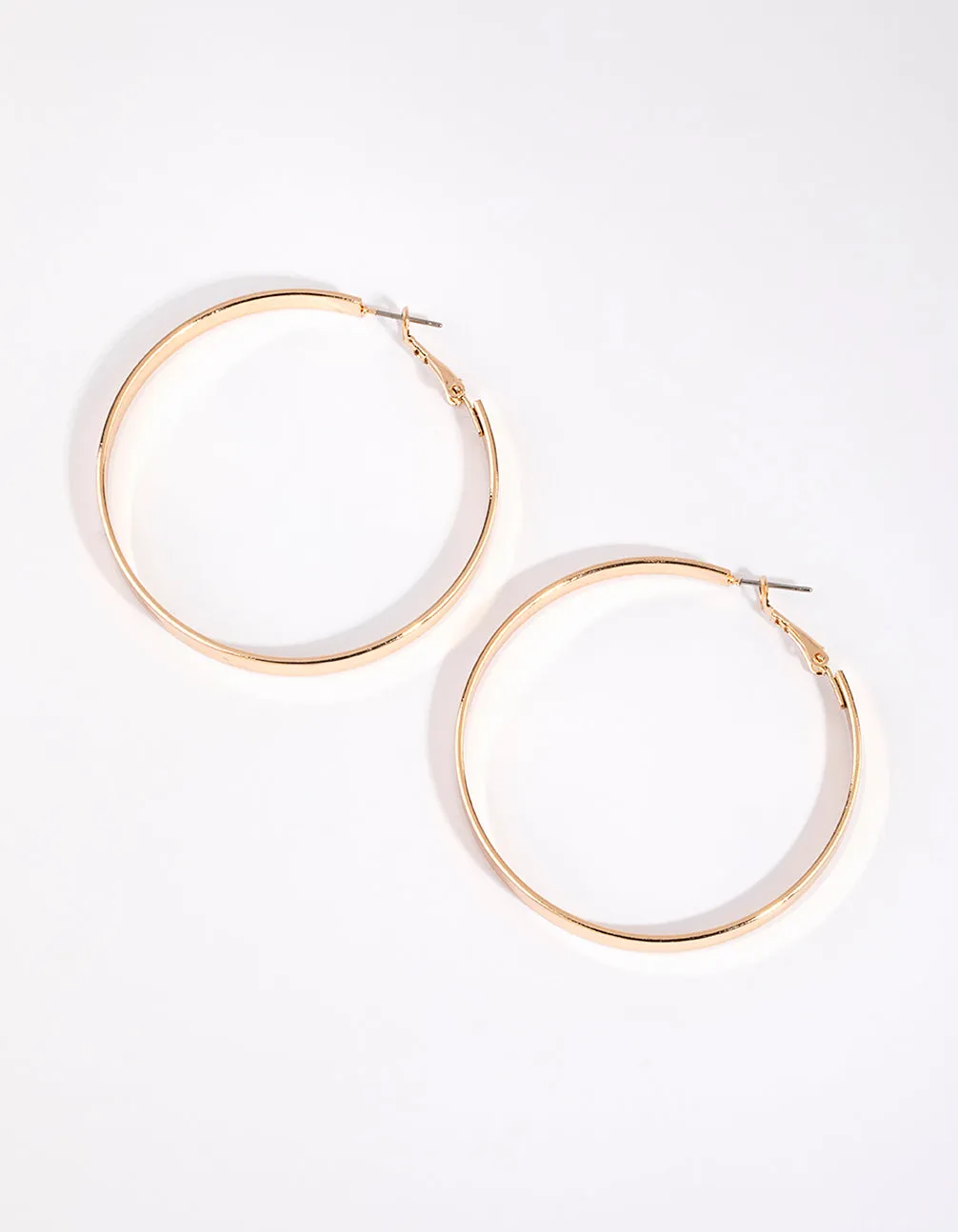 Linear Adornment Brilliant Item Gold Flat Hoop Earrings