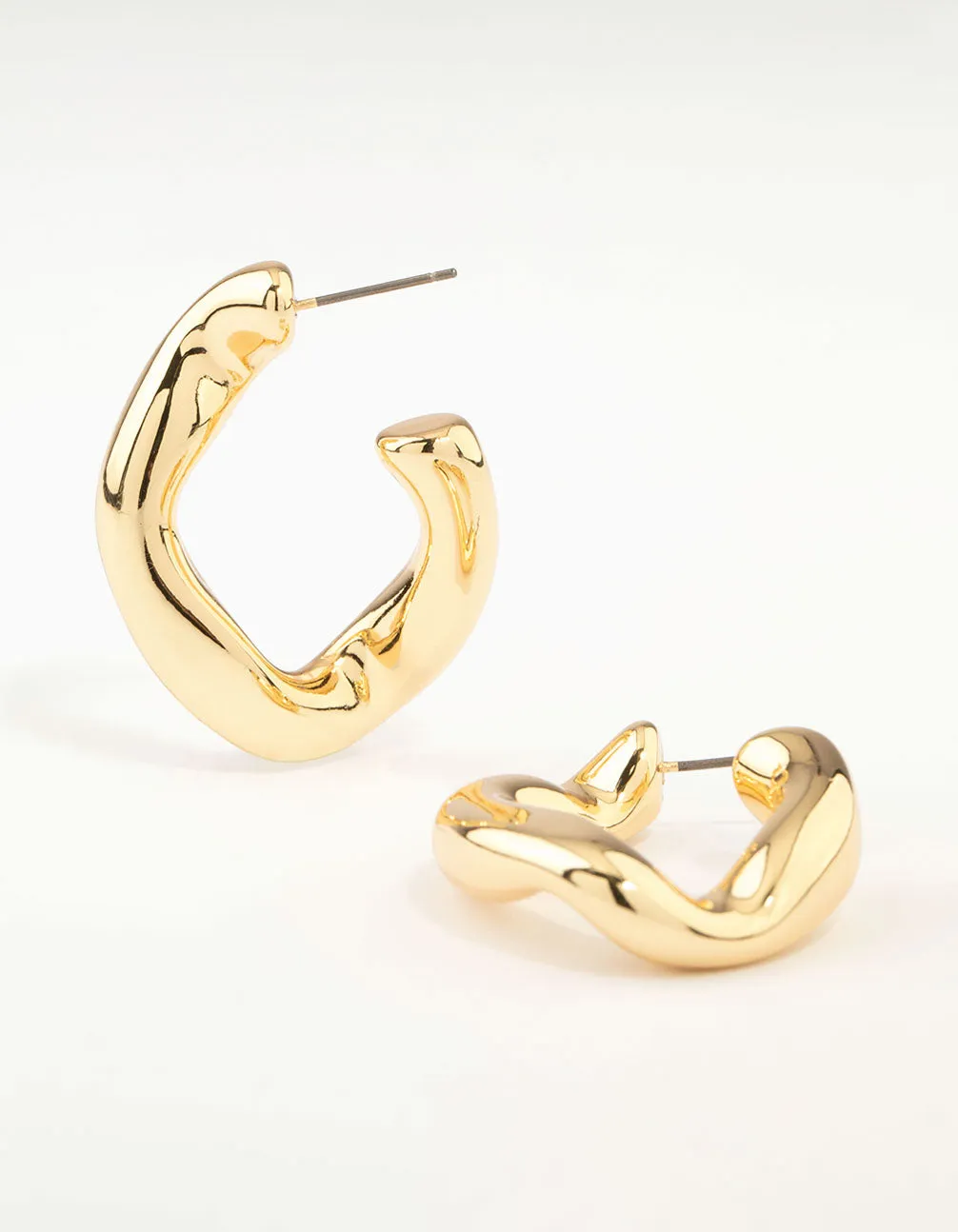 Attractive Decor Gold Plated Twisted Wave Hoop Earrings
