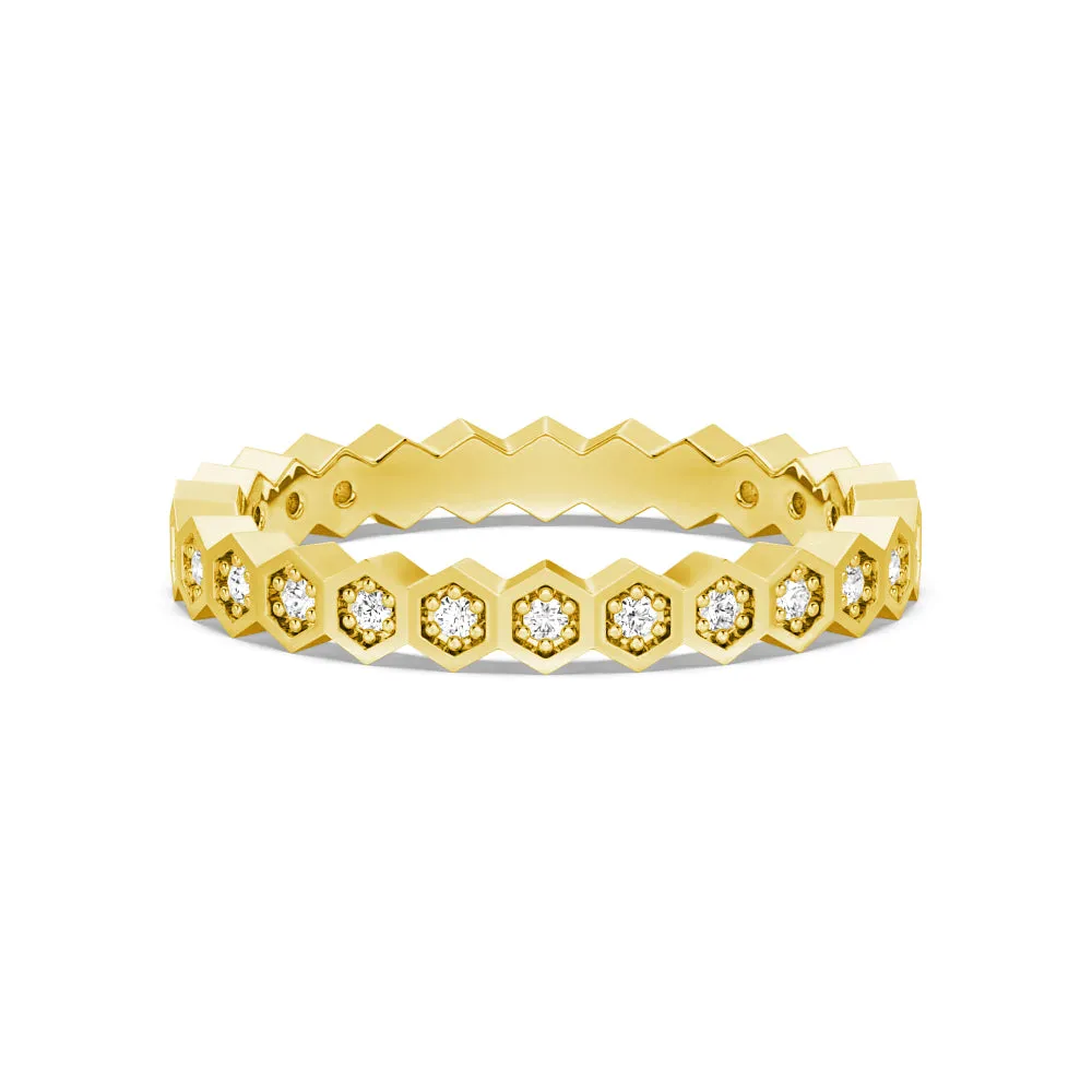 Lightweight Look Geometric Lab Grown Diamond Half Eternity Ring