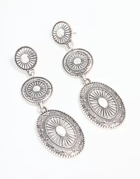 Formal Item Antique Silver Boho Drop Earrings