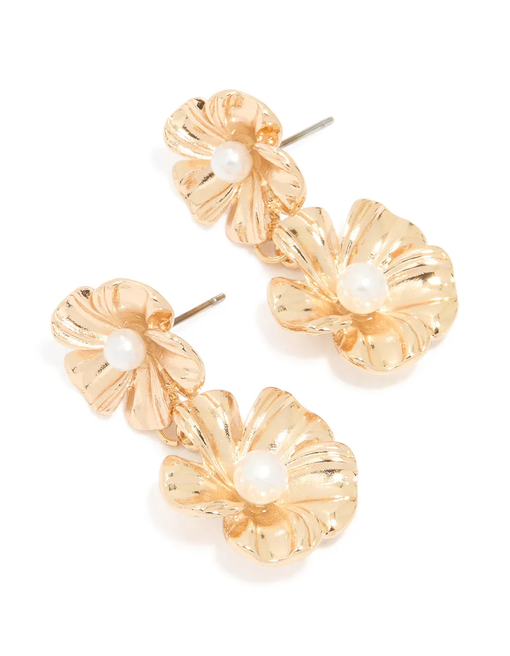 Decorative Detail Secure Embellishment Gold Diamante Doorknocker Rectangle Stud Earrings