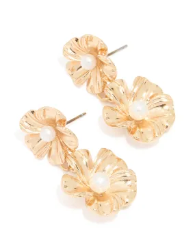 Decorative Detail Secure Embellishment Gold Diamante Doorknocker Rectangle Stud Earrings