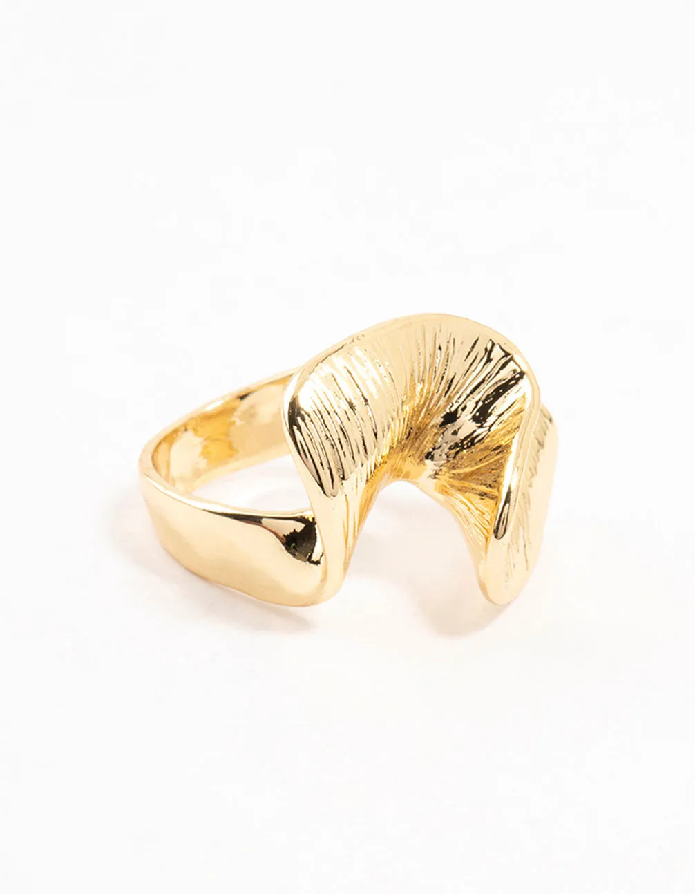 Versatile Jewelry Sparkle Touch Gold Plated Textured Metal Twisted Ring