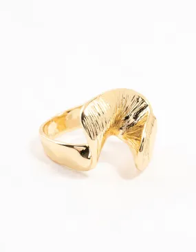 Beautiful Jewelry Country Flag Gold Plated Textured Metal Twisted Ring